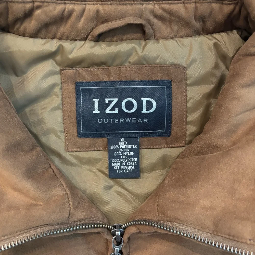 IZOD Men’s Brown Jacket Coat Full Zip Casual Lightweight Classic Size XL Neutral